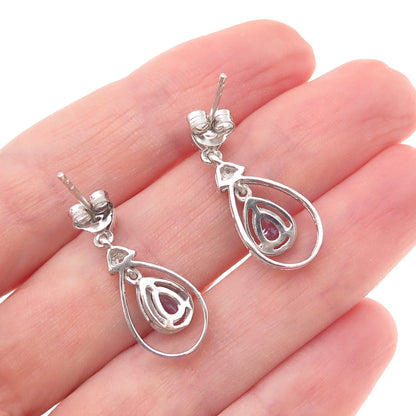 Chuck Clemency 925 Sterling Silver Real Tanzanite White Topaz Teardrop Earrings