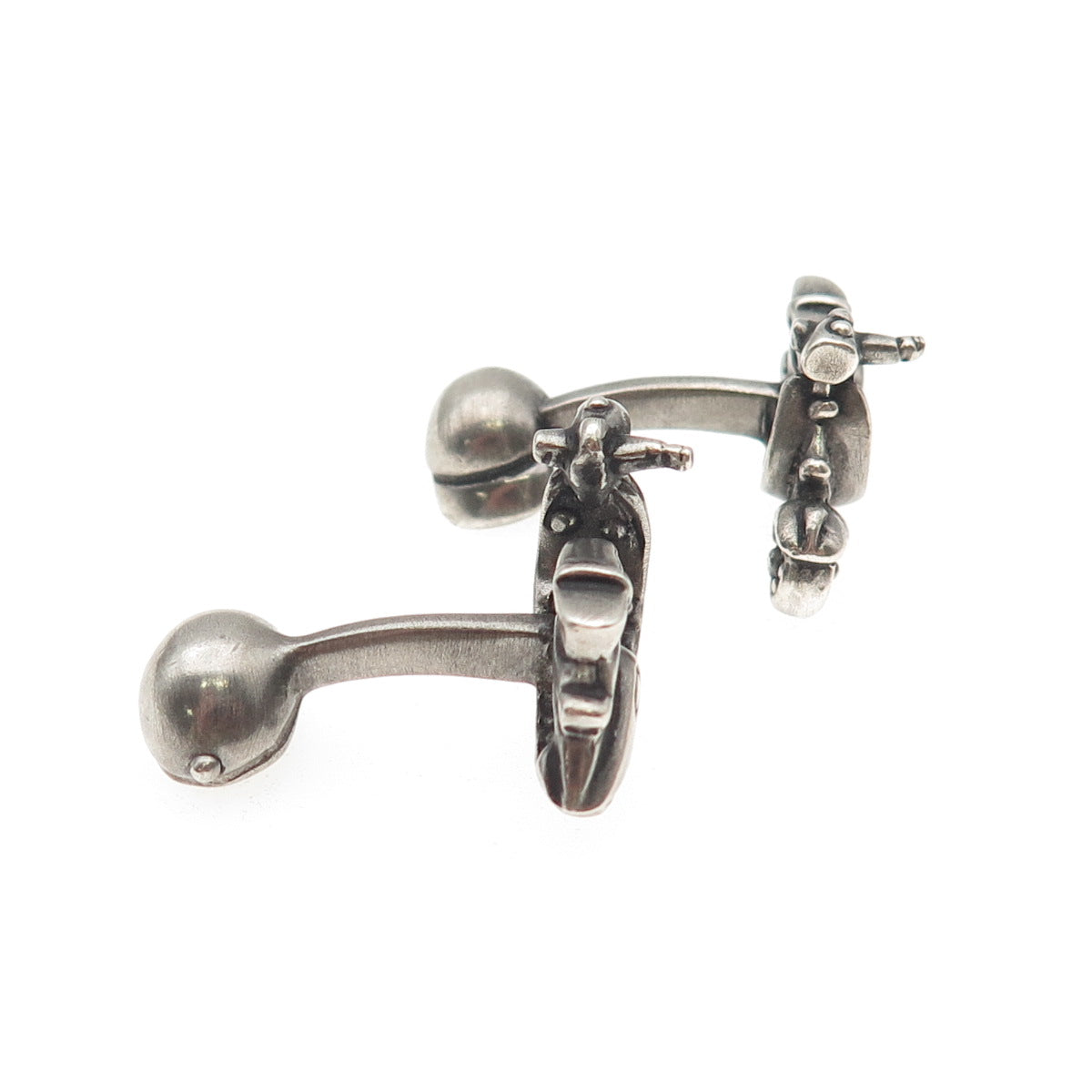 Robin Rotenier 925 Sterling Silver Vintage Scooter Oxidized Button Cufflinks