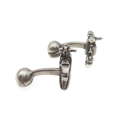 Robin Rotenier 925 Sterling Silver Vintage Scooter Oxidized Button Cufflinks