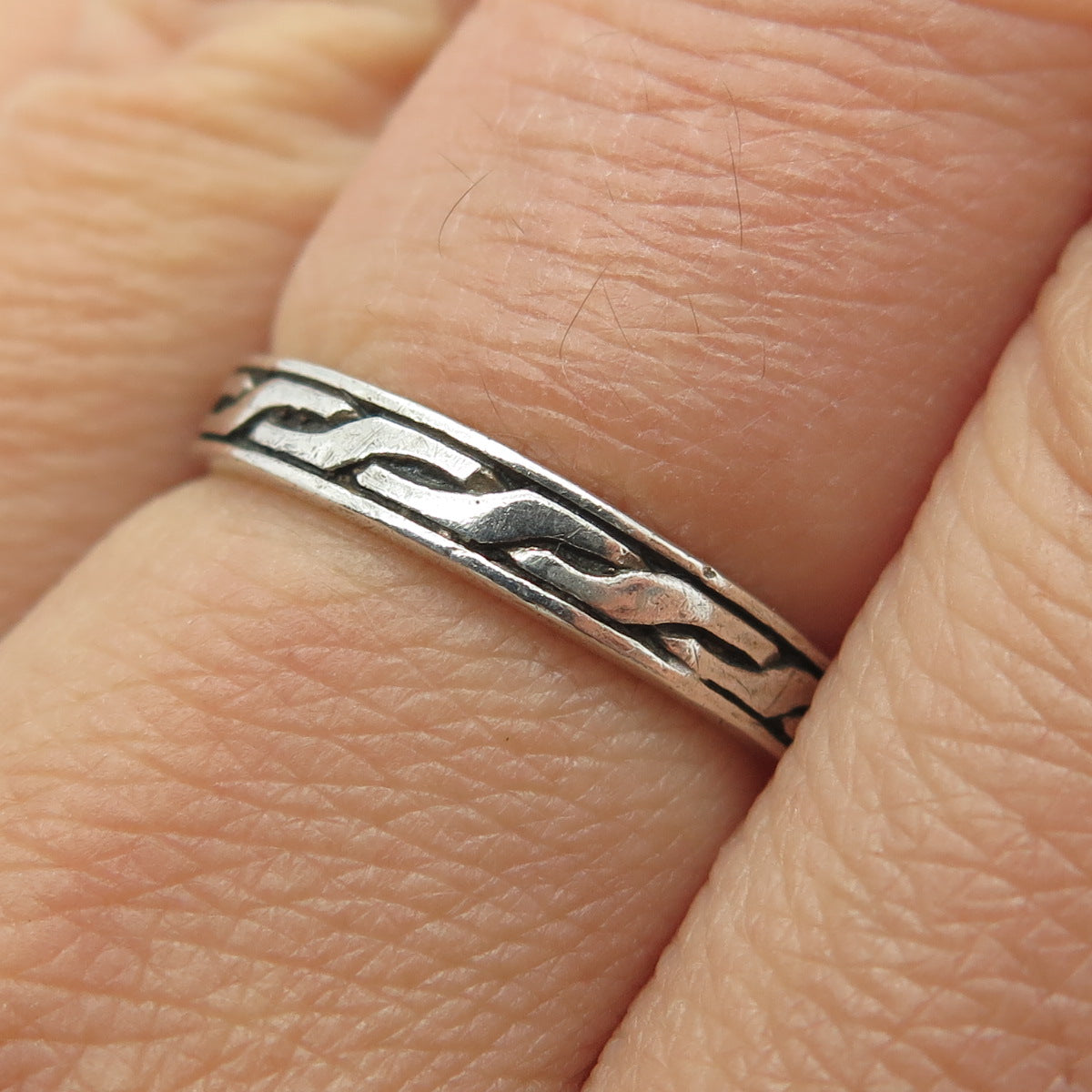 925 Sterling Silver Vintage Braided Stackable Band Ring Size 7.25