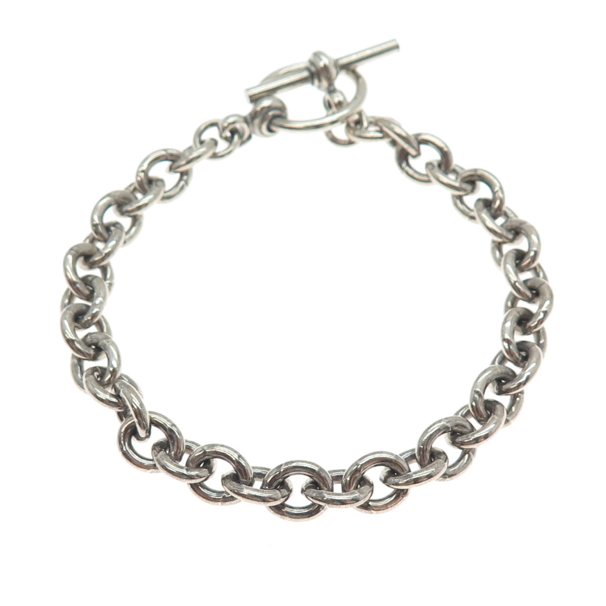 925 Sterling Silver Vintage Italy Oxidized Cable Link Bracelet 6.75"