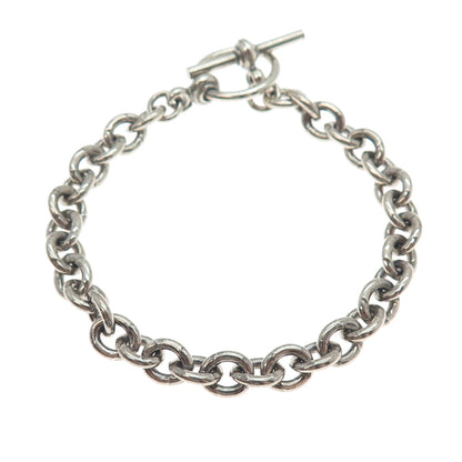 925 Sterling Silver Vintage Italy Oxidized Cable Link Bracelet 6.75"