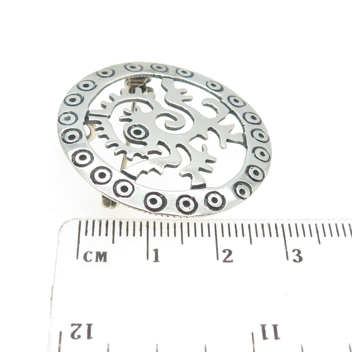 925 Sterling Silver Vintage Mexico Aztec Ozomatli Monkey Pin Brooch / Pendant