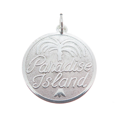REMBRANDT RJL 925 Sterling Silver Vintage Paradise Island Round Charm Pendant