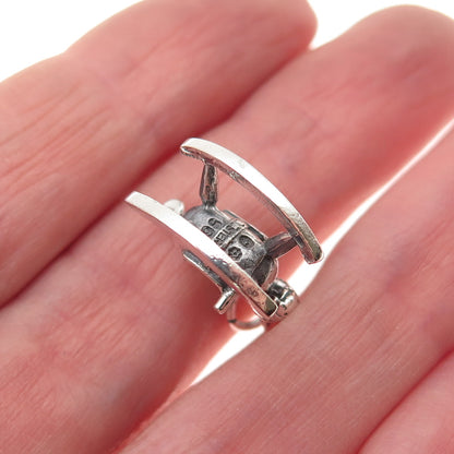 925 Sterling Silver Vintage 1986 Rocking Horse Oxidized 3D Mini Charm Pendant