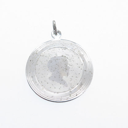 GRIFFITH & SONS CO 925 Sterling Silver Vintage Boy's Face Profile Charm Pendant