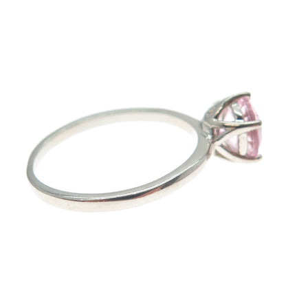 DAZZLERS 925 Sterling Silver Round-Cut Nano Pink Topaz Ring Size 8