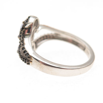 Chuck Clemency 925 Sterling Silver Real Tanzanite & Black Spinel Ring Size 8
