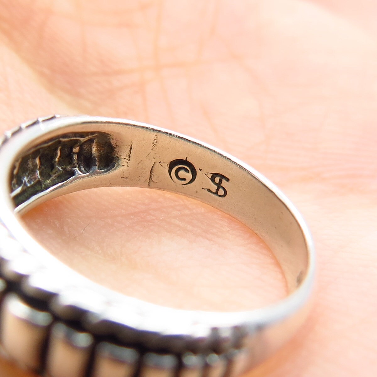 925 Sterling Silver Vintage Shube Cage Ring Size 5