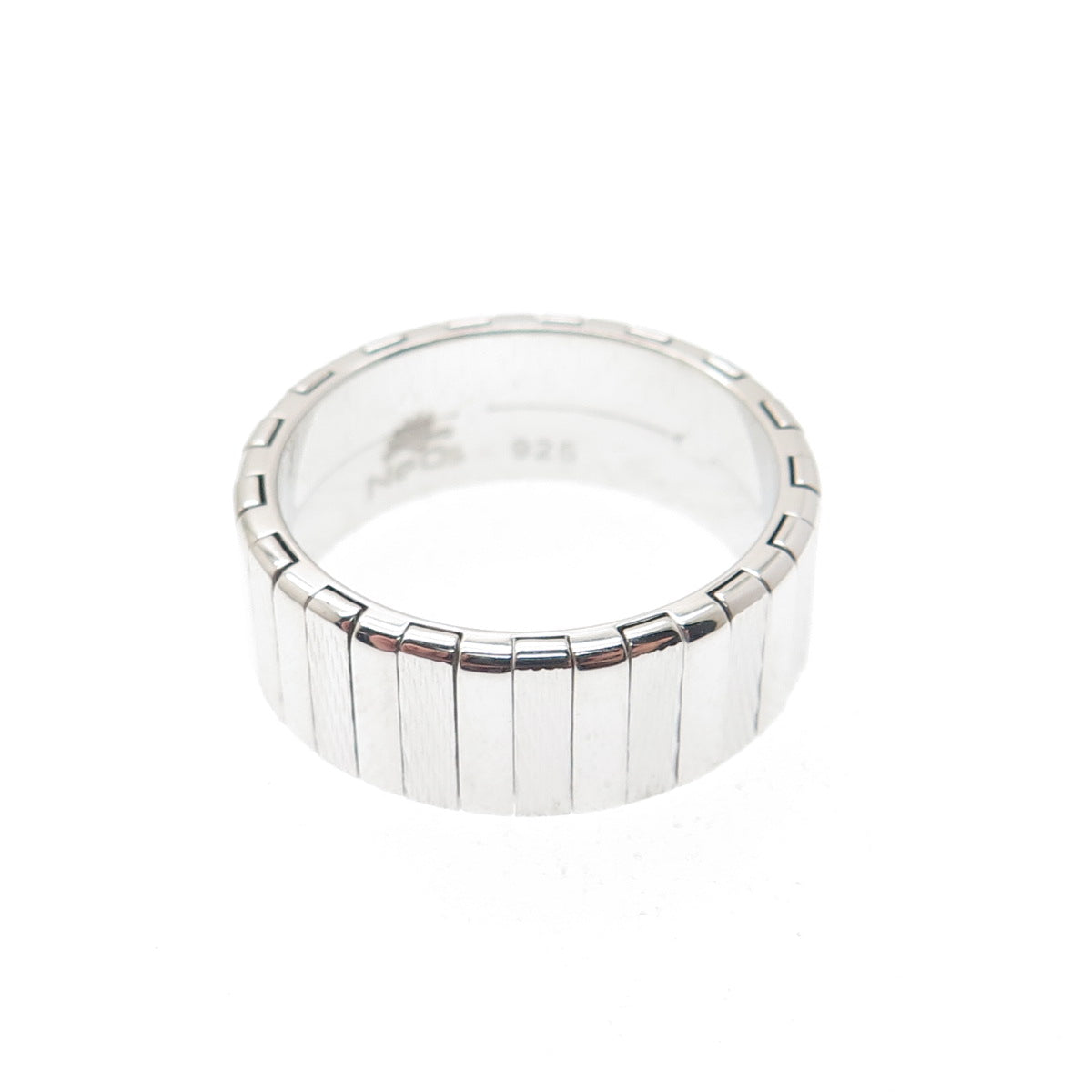 NEOS 925 Sterling Silver Textured Ribbed Band Ring Size 8.75