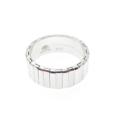 NEOS 925 Sterling Silver Textured Ribbed Band Ring Size 8.75