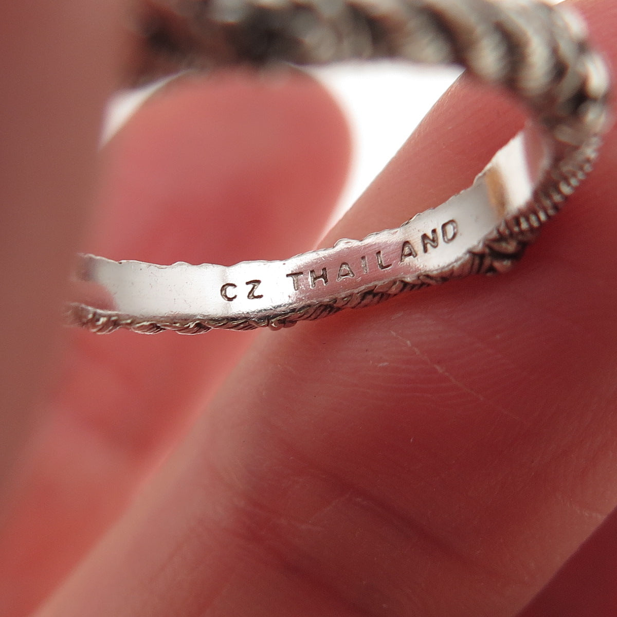 Judith Ripka 925 Sterling Silver Round-Cut C Z Twisted Rope Band Ring Size 7