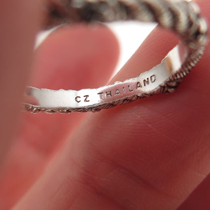 Judith Ripka 925 Sterling Silver Round-Cut C Z Twisted Rope Band Ring Size 7