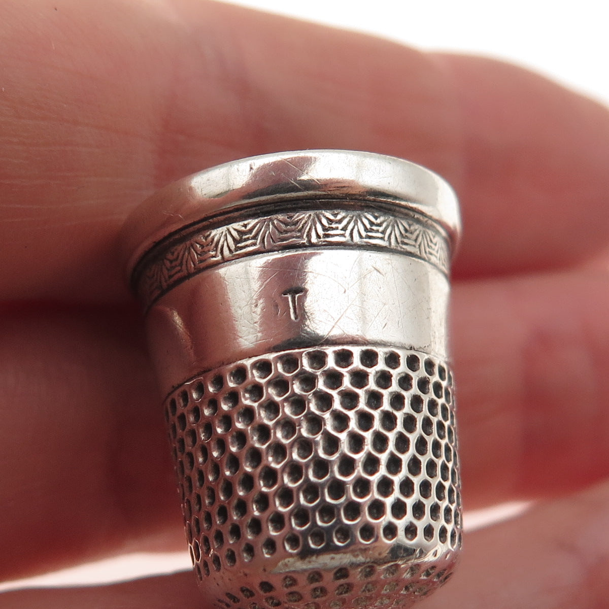 Ketcham & Mcdougall 925 Sterling Silver Antique Art Deco Sewing Thimble Size 10