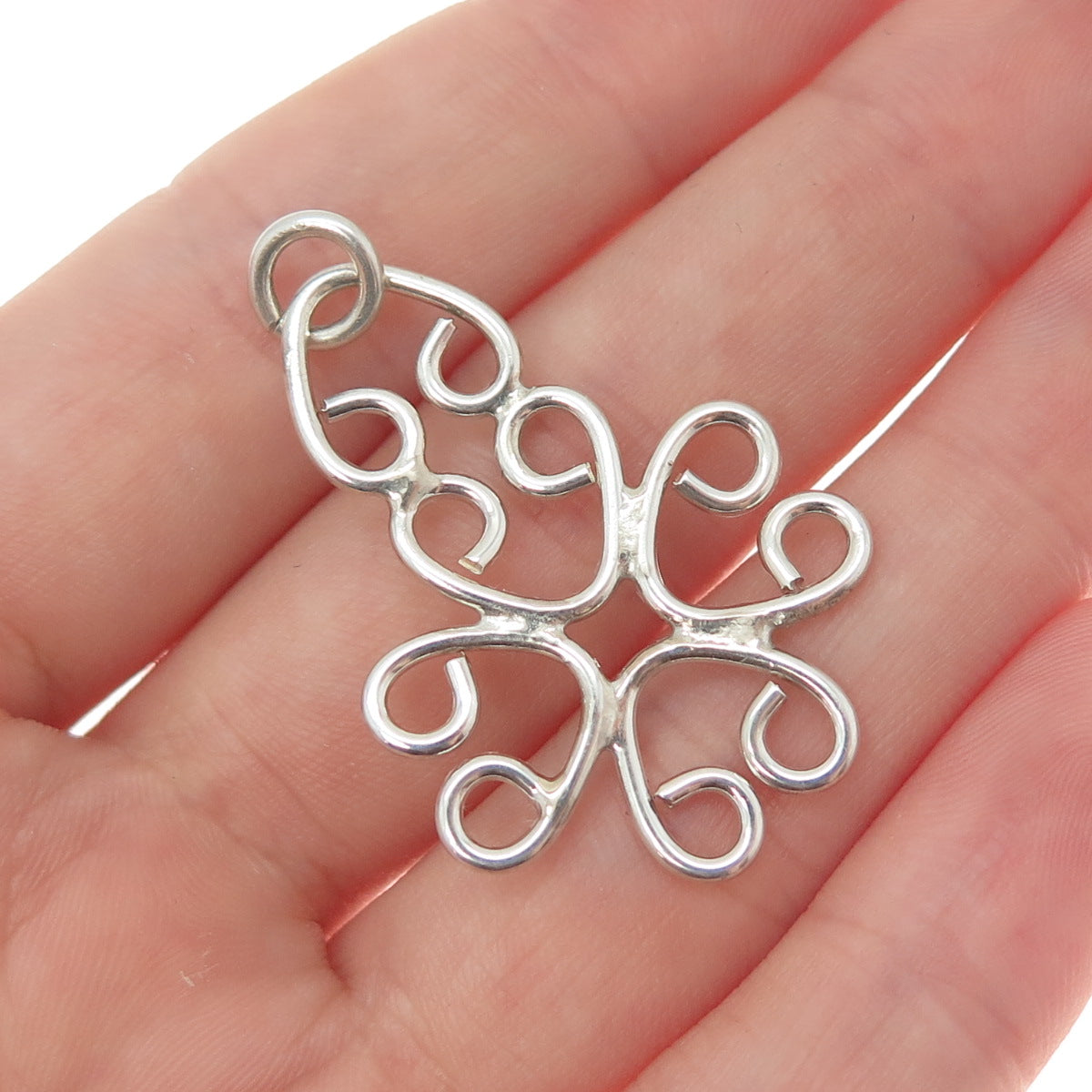 925 Sterling Silver Vintage Ornate Heart Cross Charm Pendant