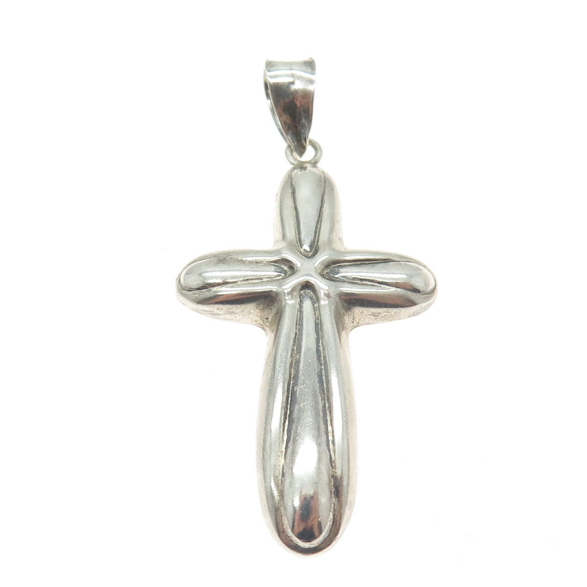 925 Sterling Silver Vintage Modernist Cross Pendant