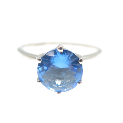 DAZZLERS 925 Sterling Silver Round-Cut Nano Tanzanite Ring Size 6.25