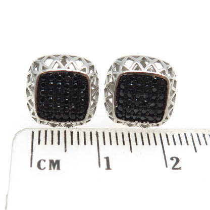 925 Sterling Silver Black C Z Stud Earrings