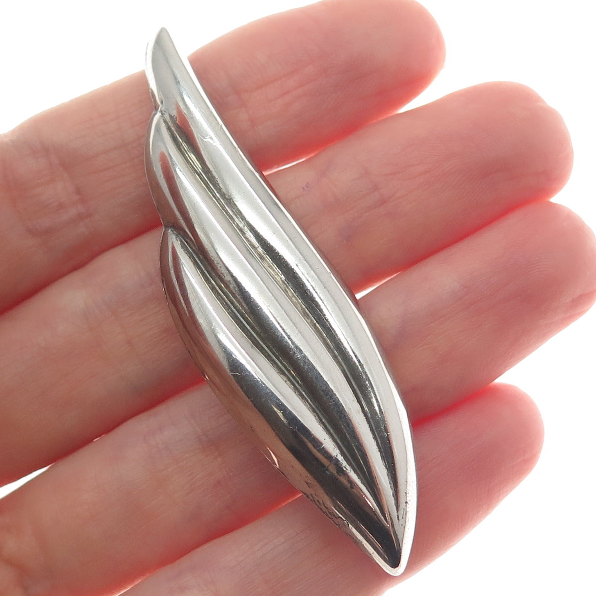 925 Sterling Silver Vintage Modernist Wing Pin Brooch