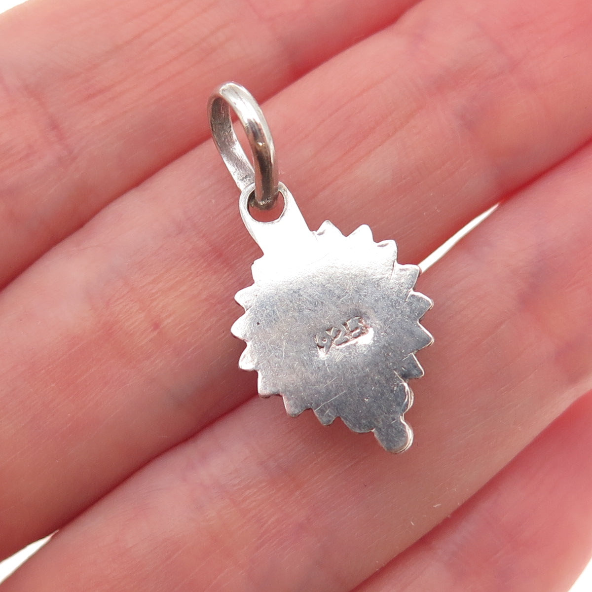 925 Sterling Silver Vintage Real Carnelian Oxidized Charm Pendant