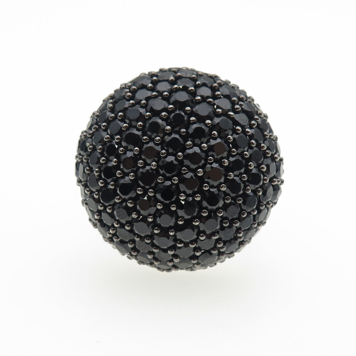 925 Sterling Silver Real Round-Cut Black Spinel Dome Ring Size 7.25