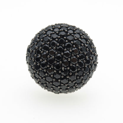 925 Sterling Silver Real Round-Cut Black Spinel Dome Ring Size 7.25