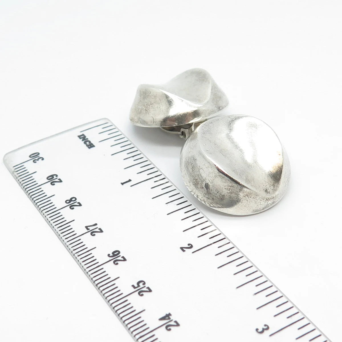 925 Sterling Silver Vintage Mexico Abstract Clip On Earrings