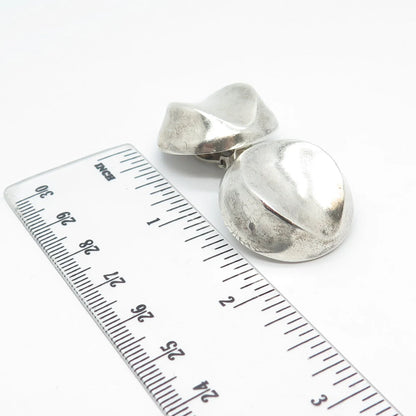 925 Sterling Silver Vintage Mexico Abstract Clip On Earrings
