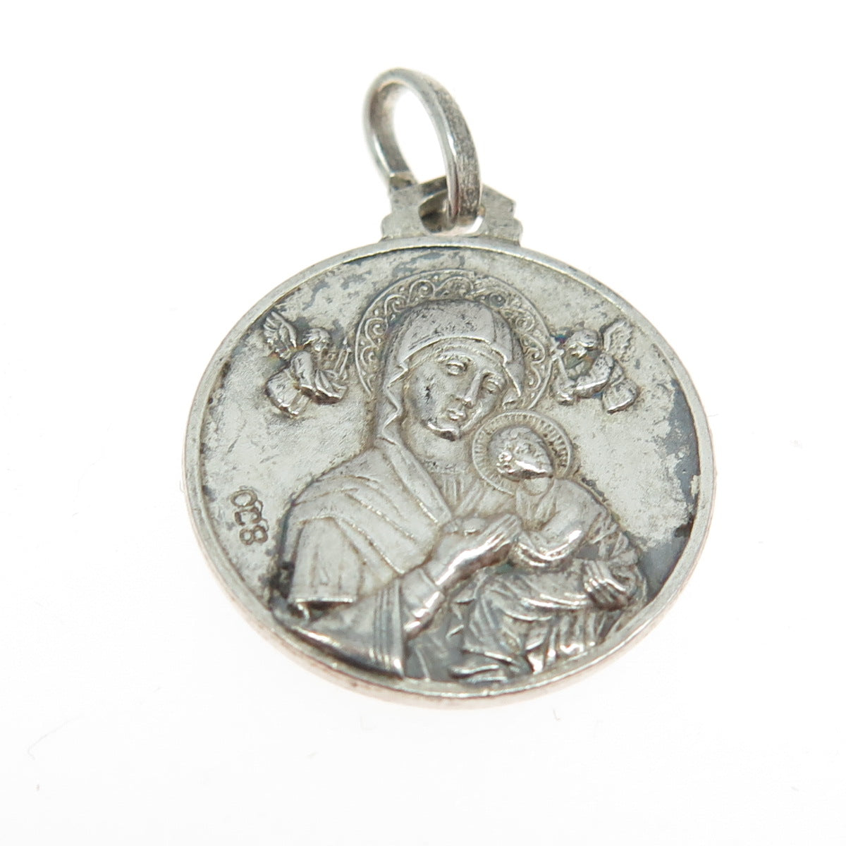 800 Silver Vintage Pope Paulus VI Pontifex Max. Religious Charm Pendant