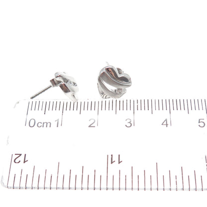 925 Sterling Silver Round-Cut C Z Modernist Heart Stud Earrings