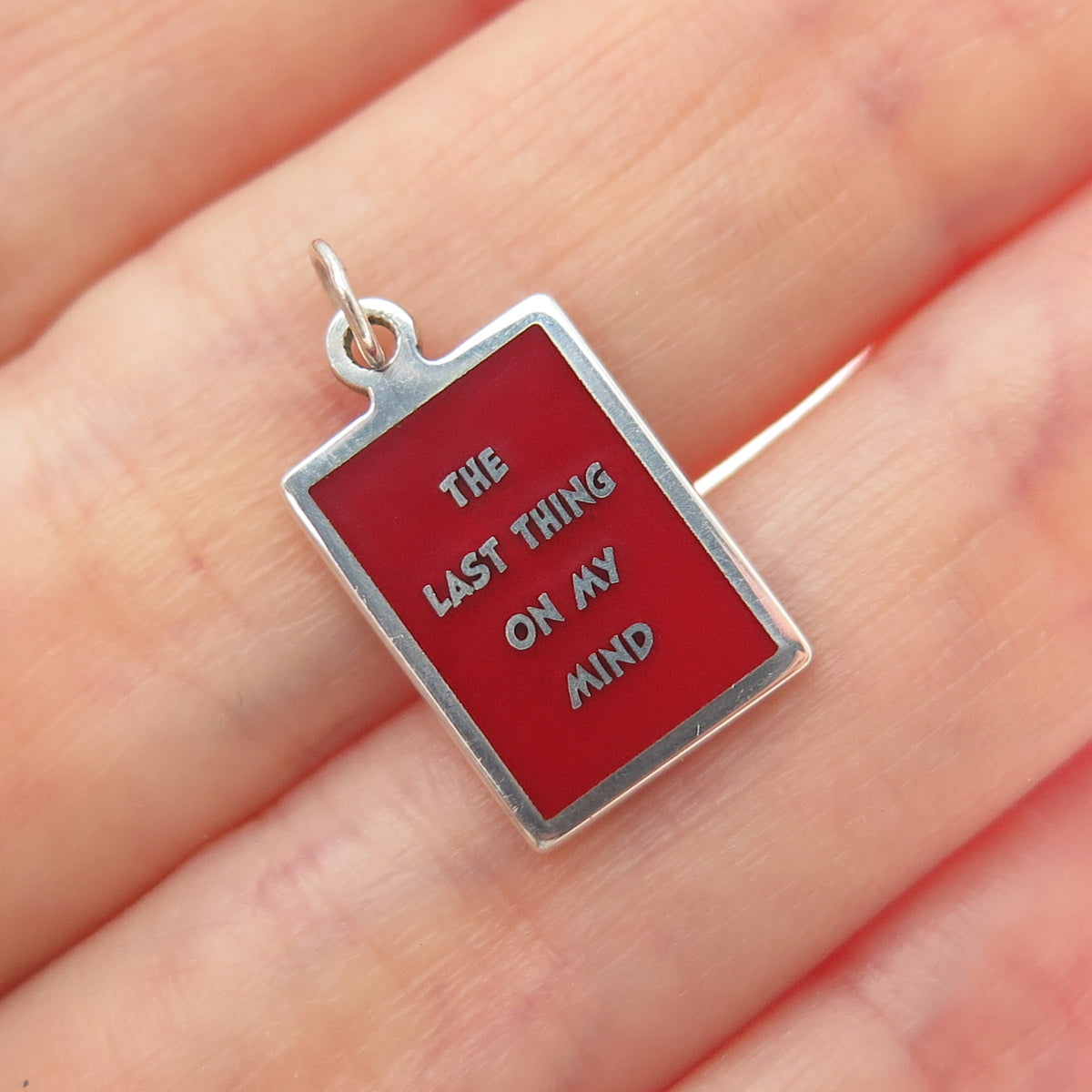 925 Sterling Silver Enamel The Last Thing On My Mind Minimalist Charm Pendant