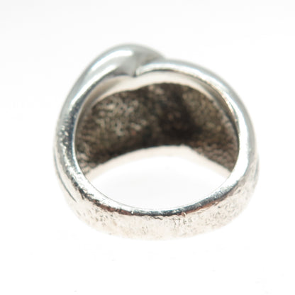 925 Sterling Silver Vintage Modernist Crisscrossed Dome Ring Size 7.25