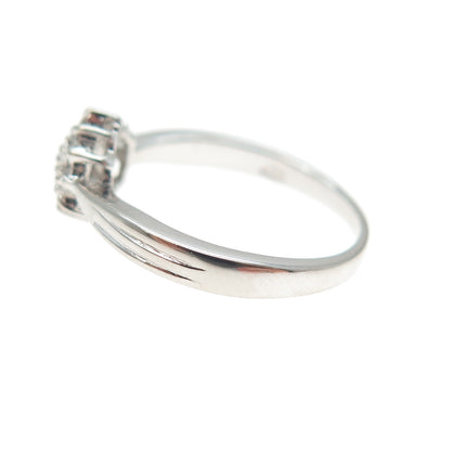 925 Sterling Silver Round-Cut C Z Flower Promise Ring Size 6.25