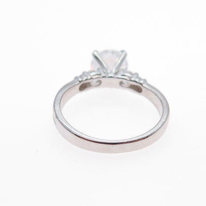 925 Sterling Silver Round-Cut C Z Engagement Ring Size 8.25