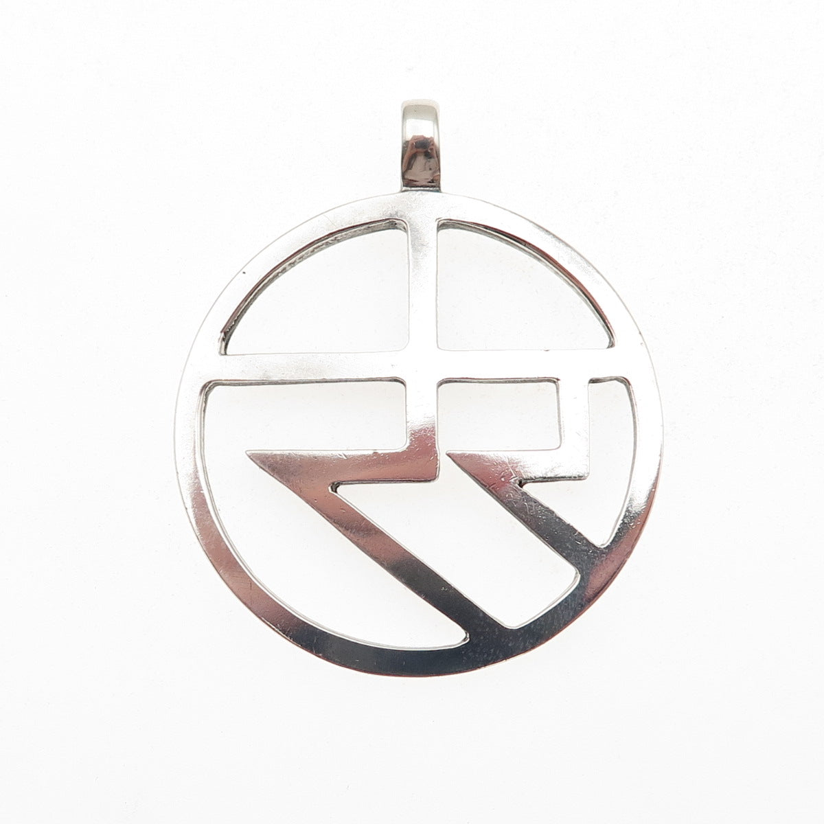 925 Sterling Silver Vintage RR Monogram Charm Pendant