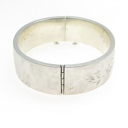 CT NS ATTCH 925 Sterling Silver Antique Art Deco Engraved Bangle Bracelet 7.5"