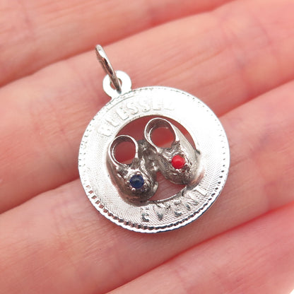 MARK MERCY 925 Sterling Silver Vintage Rhinestone Blessed Event Charm Pendant