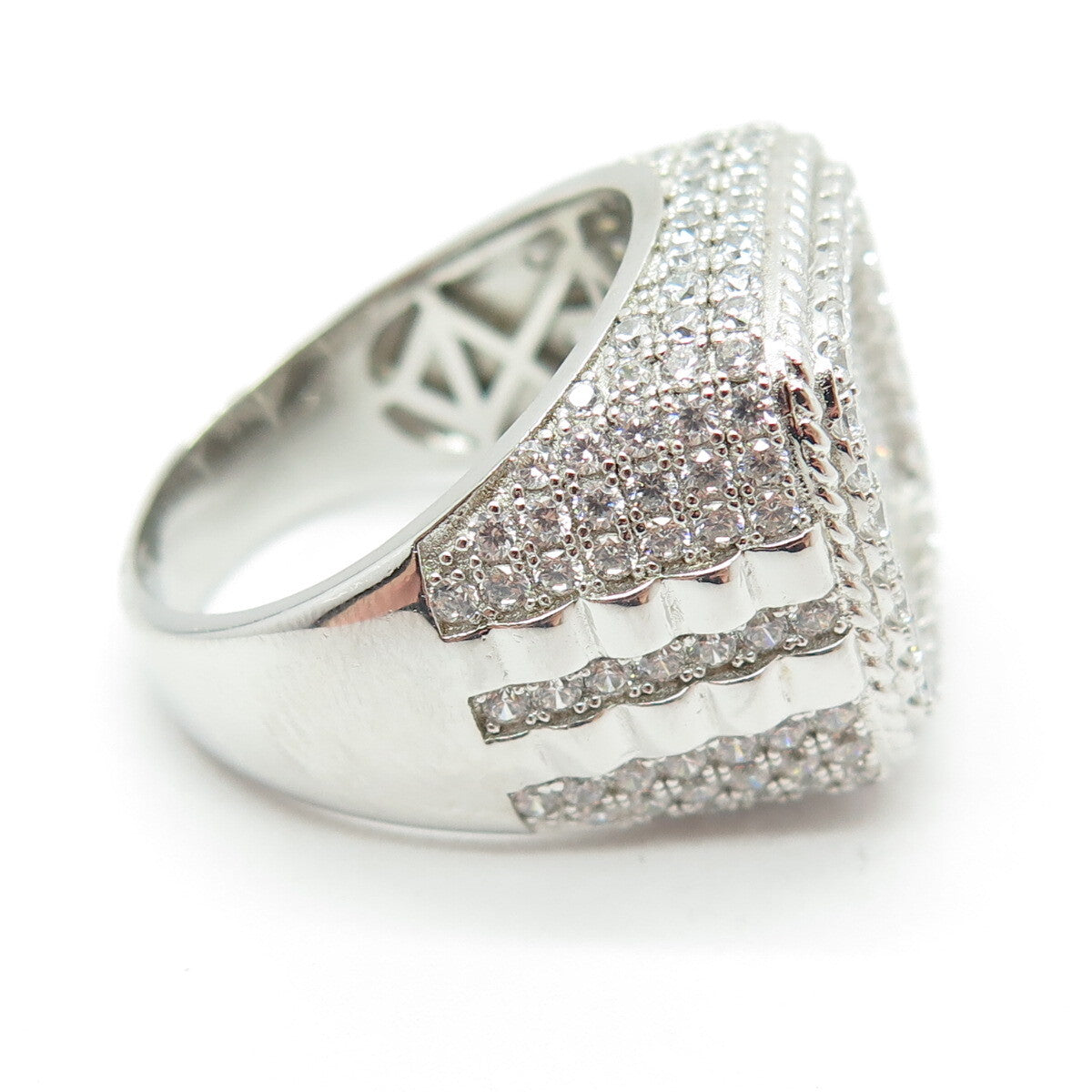 925 Sterling Silver Round-Cut Shaped C Z Domed Ring Size 10.25