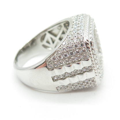 925 Sterling Silver Round-Cut Shaped C Z Domed Ring Size 10.25