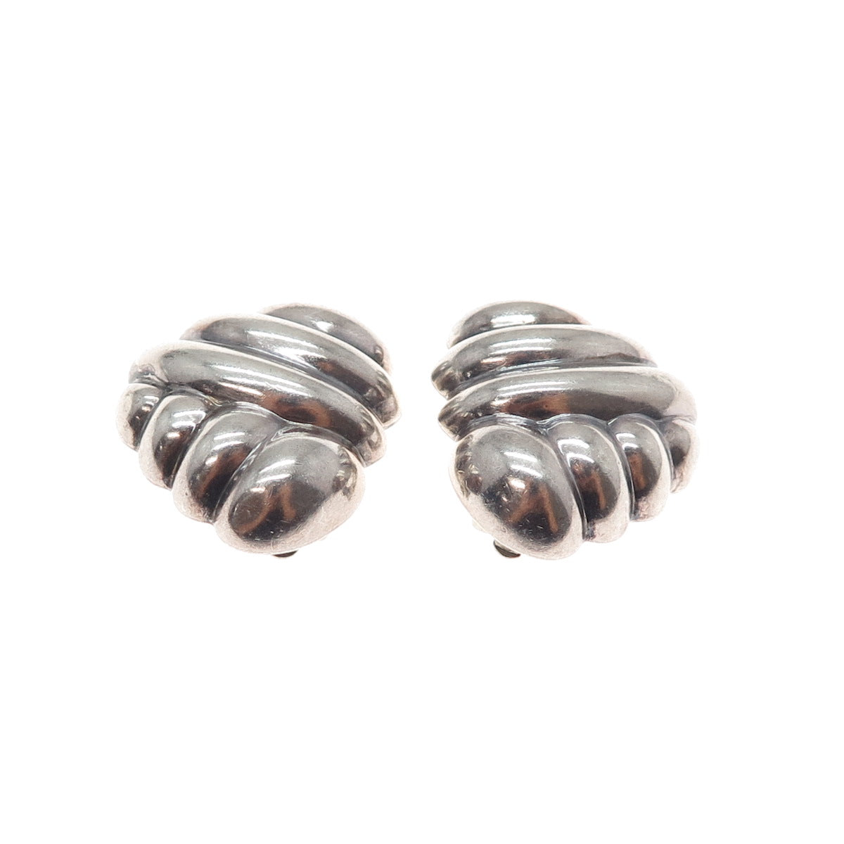 JONDELL 925 Sterling Silver Vintage Spain Modernist Clip On Earrings