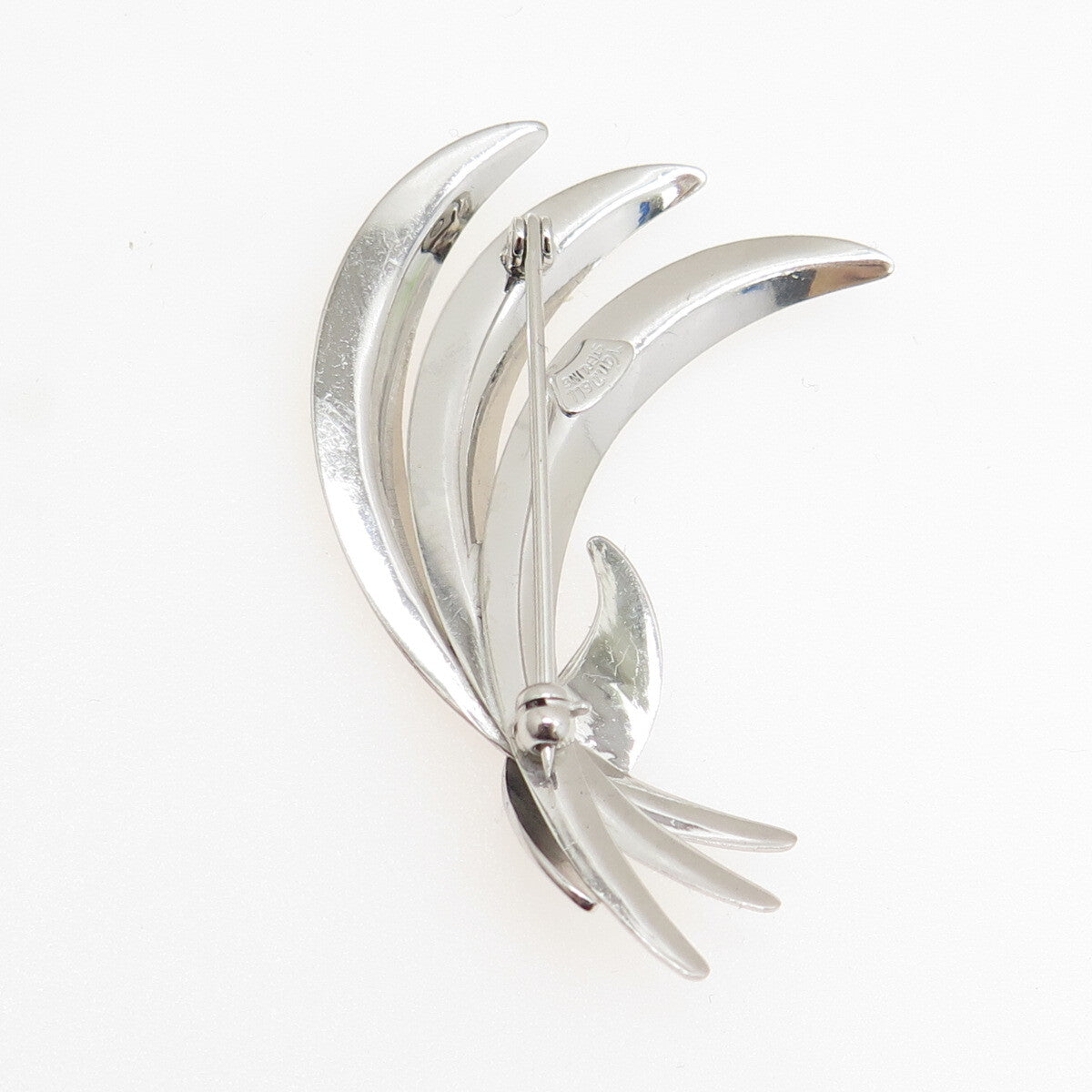 VAN DELL 925 Sterling Silver Antique Art Deco Real Pearl Leaf Pin Brooch