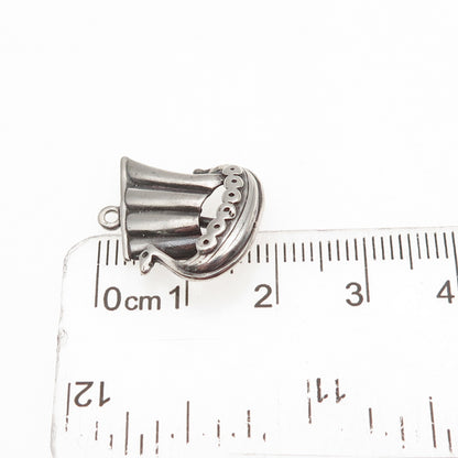 925 Sterling Silver Vintage Denmark Viking Ship Oxidized Mini Charm Pendant
