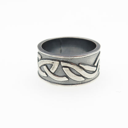 925 Sterling Silver Vintage Celtic Knot Oxidized Band Ring Size 6.5