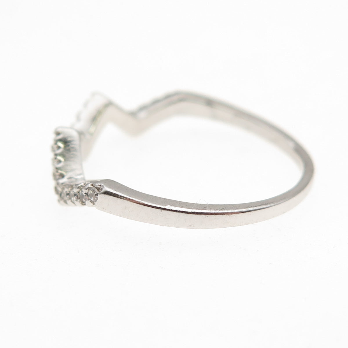 925 Sterling Silver Round-Cut C Z Zig Zag Ring Size 7