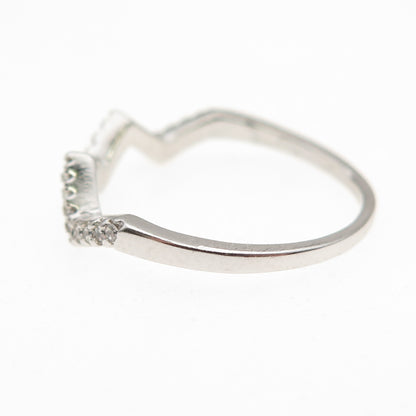 925 Sterling Silver Round-Cut C Z Zig Zag Ring Size 7