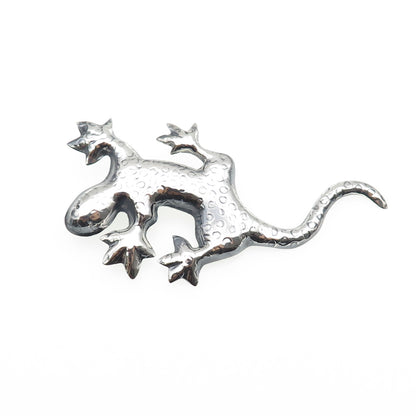 925 Sterling Silver Vintage Mexico Lizard Oxidized Pin Brooch