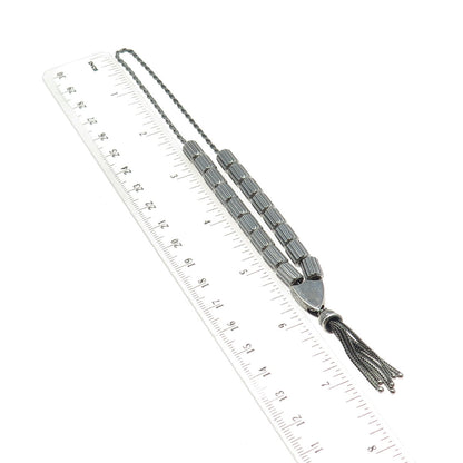 925 Sterling Silver Vintage Prayer Beads Religious Oxidized Chain 11"