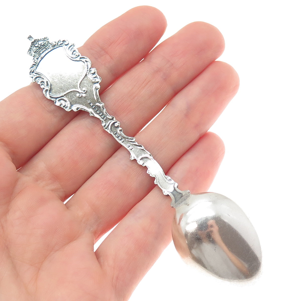 925 Sterling Silver Antique 1901 RD Canada Enamel Parliament Hill Coffee Spoon