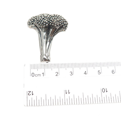 J.H. BREAKELL 925 Sterling Silver Vintage Broccoli Oxidized Pin Brooch