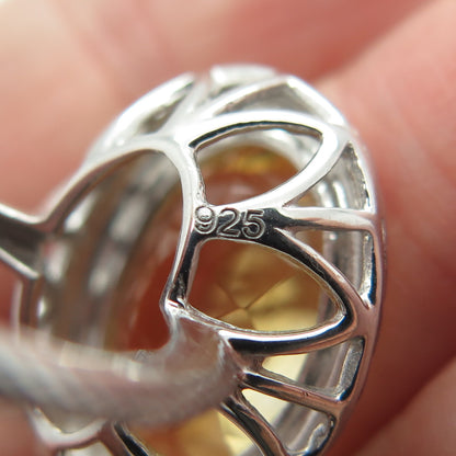 925 Sterling Silver Real Oval-Cut Citrine Ring Size 6.25